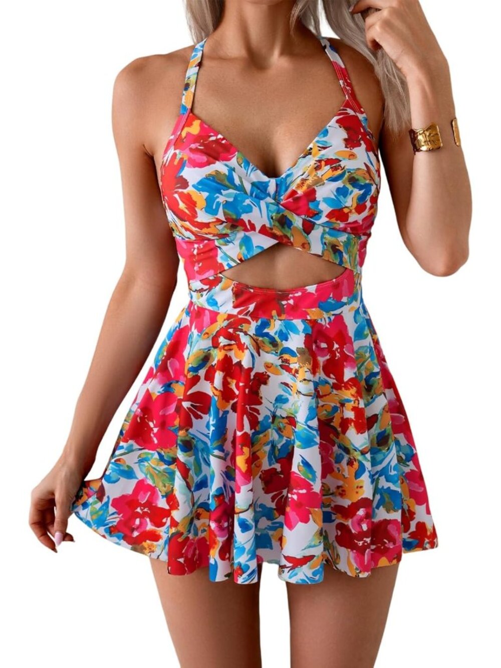 Women's Tummy Control One Piece Swim Dress with Skirt - Flattering & Stylish